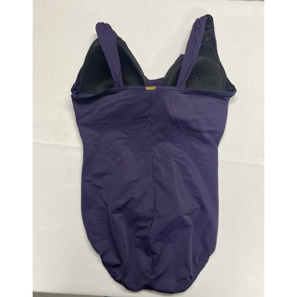 Land’s End Slender Grecian One Piece Swimsuit Size 12DD Purple Padded Slimming - Picture 6 of 13